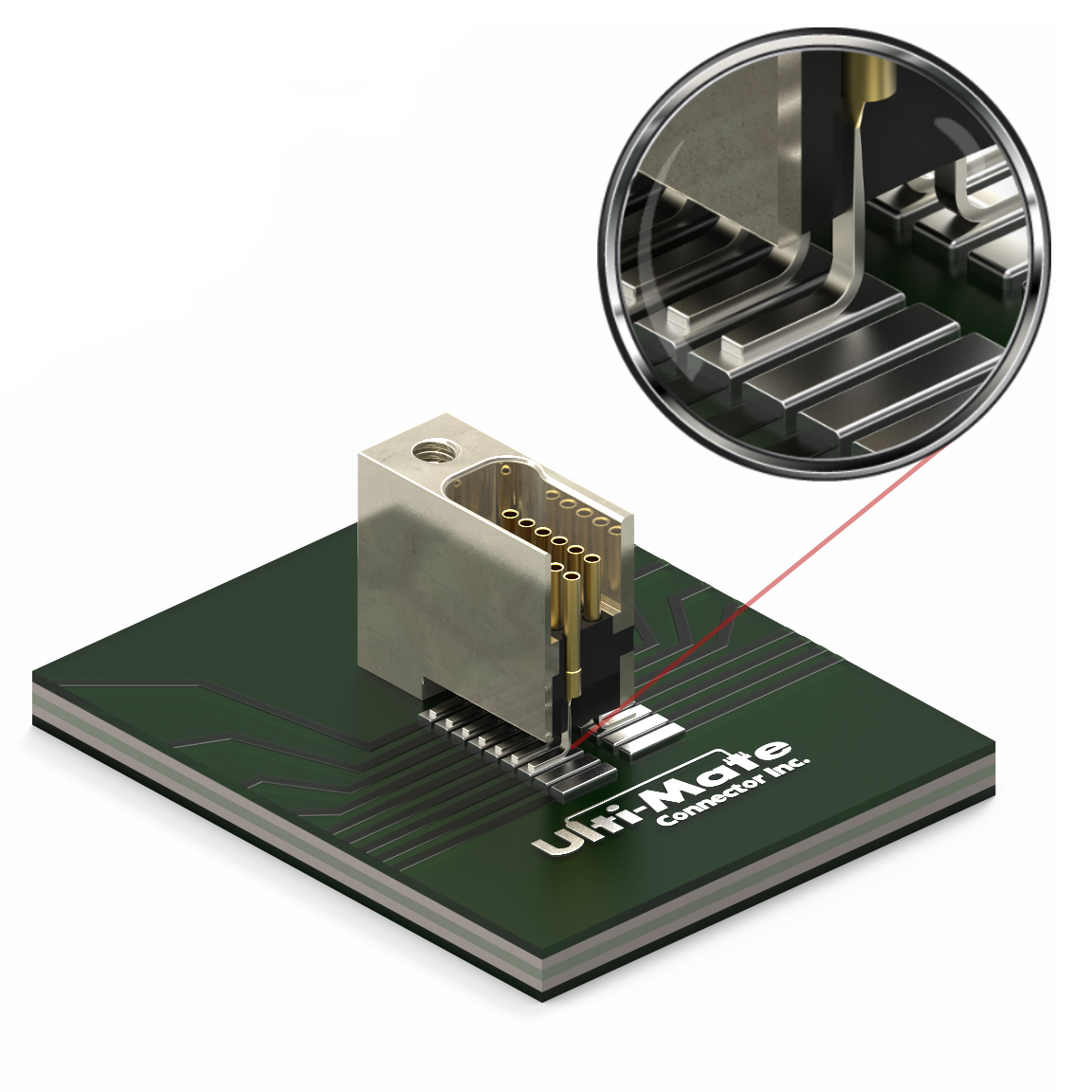 Winchester Interconnect Micro Magnified NanoD Vertical Circuit Cross Section Surface Mount Metal Shell